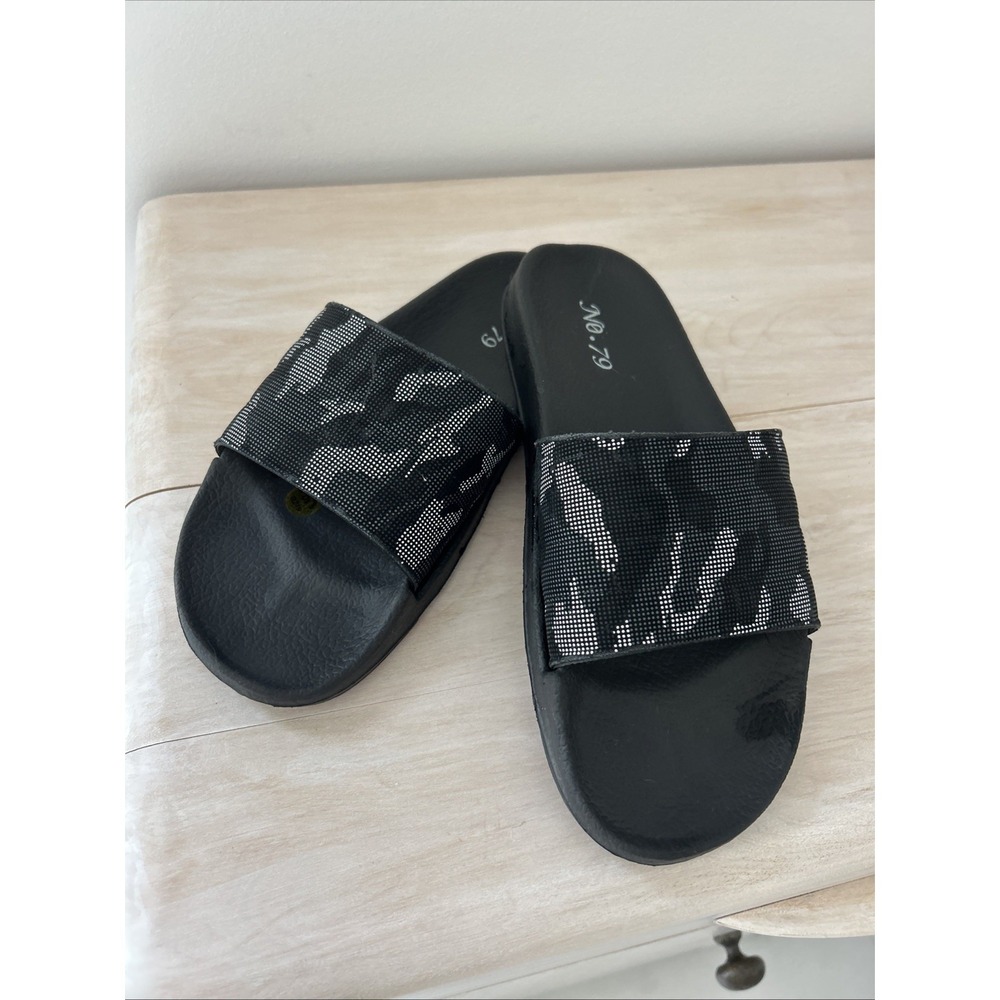 Mens Camouflage Slide Sandals Size M 10‎ Black & Gray Comfortable Slip On Foot